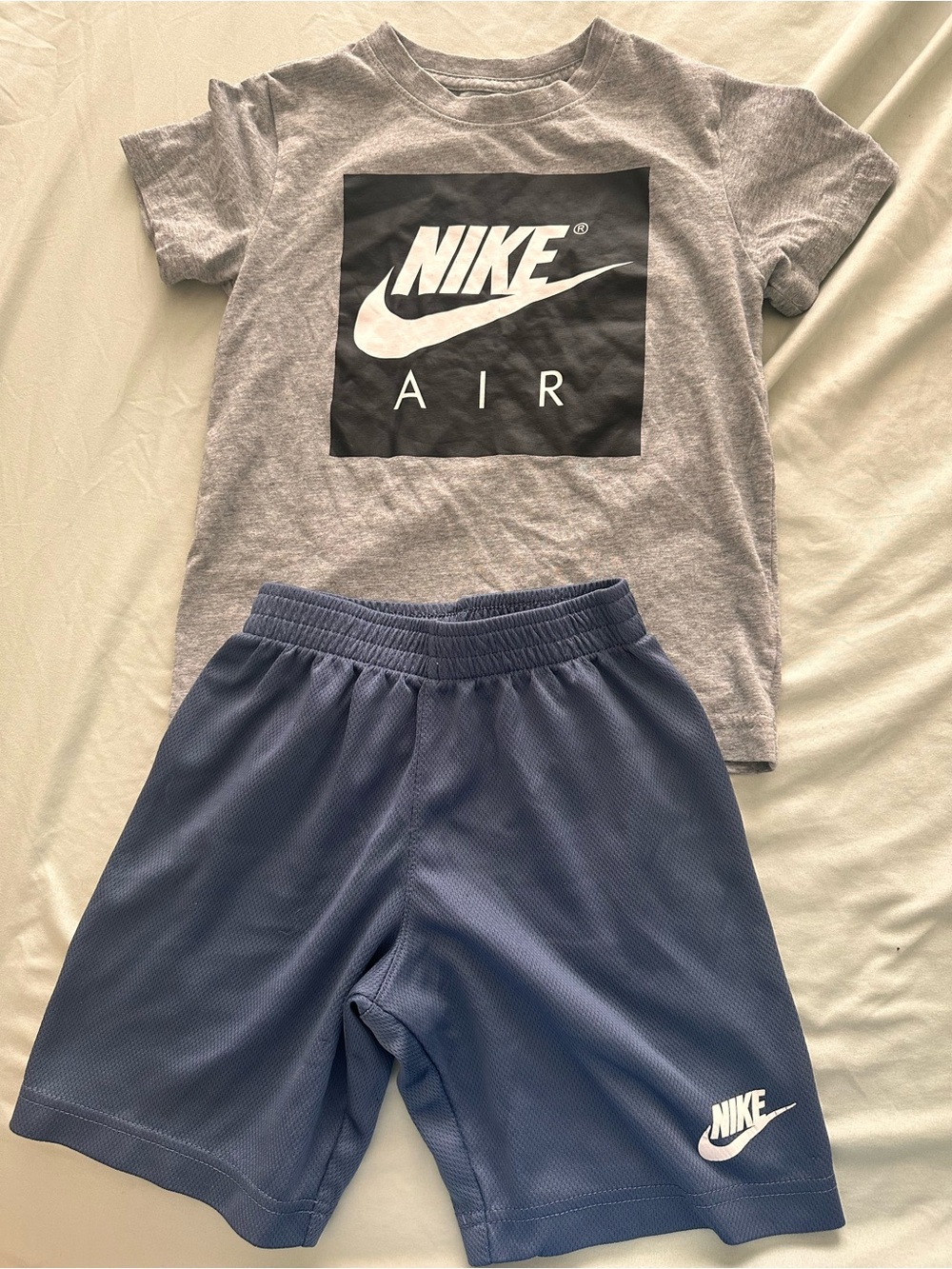 Nike Grey Tee with Navy Blue Athletic Shorts Kids Set